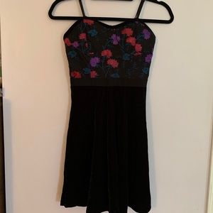 Mini black velvet dress